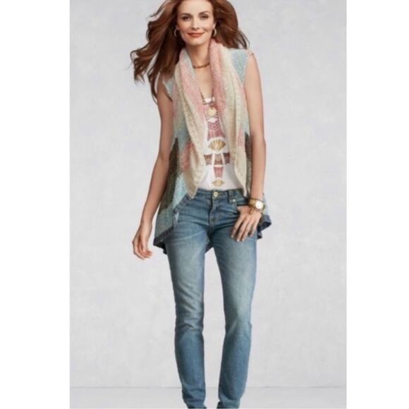 CAbi Sweaters - Cabi Cardigan Sleeveless Wrap Sweater Vest Striped Multicolor Size S